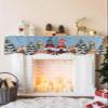 Blue Christmas Gnomes Fireplace Mantle Scarf, Winter Snowflake Xmas Pine Tree Cat Fireplace Scarf Cover Mantel Shelf Top Scarf Runner Mantel Cover Fireplace Decoration for Holiday Living Room 70"x17" view 2
