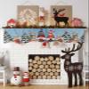 Blue Christmas Gnomes Fireplace Mantle Scarf, Winter Snowflake Xmas Pine Tree Cat Fireplace Scarf Cover Mantel Shelf Top Scarf Runner Mantel Cover Fireplace Decoration for Holiday Living Room 70"x17" view 3