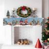 Blue Christmas Gnomes Fireplace Mantle Scarf, Winter Snowflake Xmas Pine Tree Cat Fireplace Scarf Cover Mantel Shelf Top Scarf Runner Mantel Cover Fireplace Decoration for Holiday Living Room 70"x17" view 4