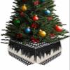 Christmas Tree Collars Holds 15" Diam Tree, Christmas Black and White Buffalo Grid Xmas Tree Snowflakesc Stand Base Christmas Tree Skirt Cover, 4-Piece Xmas Trees Ring Box for Holiday Party Decor view 1