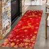 PLMHXC Christmas Elk Long Hallway Rug Runners, 2.6x10ft, Shiny Gold Snowflake Red Decor Runner Rug, Soft Foldable Washable Carpets, Breathable Low Pile Non-Slip Rugs for Bedside Entryway view 1
