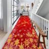 PLMHXC Christmas Elk Long Hallway Rug Runners, 2.6x10ft, Shiny Gold Snowflake Red Decor Runner Rug, Soft Foldable Washable Carpets, Breathable Low Pile Non-Slip Rugs for Bedside Entryway view 2