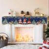 Christmas Gnomes Fireplace Mantle Scarf, Navy Blue Snowflake Poinsettia Eucalyptus Fireplace Scarf Cover Mantel Shelf Top Scarf Runner Mantel Cover Fireplace Decoration for Holiday Living Room 60"x17" view 2