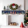 Christmas Gnomes Fireplace Mantle Scarf, Navy Blue Snowflake Poinsettia Eucalyptus Fireplace Scarf Cover Mantel Shelf Top Scarf Runner Mantel Cover Fireplace Decoration for Holiday Living Room 60"x17" view 4