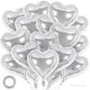 24 Pcs Silver Heart Balloons,18 inch Heart Shape Foil Balloons Love Balloons Valentine Balloons for Birthday Party Wedding Engagement Party Baby Shower Valentine Day Decorations (Silver) view 1