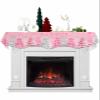 Pink Christmas Tree Fireplace Mantle Scarf, Snowflake Xmas Winter Buffalo Plaid Fireplace Scarf Cover Mantel Shelf Top Scarf Runner Mantel Cover Fireplace Decoration for Holiday Living Room 90"x17" view 1