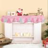Pink Christmas Tree Fireplace Mantle Scarf, Snowflake Xmas Winter Buffalo Plaid Fireplace Scarf Cover Mantel Shelf Top Scarf Runner Mantel Cover Fireplace Decoration for Holiday Living Room 90"x17" view 2