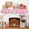 Pink Christmas Tree Fireplace Mantle Scarf, Snowflake Xmas Winter Buffalo Plaid Fireplace Scarf Cover Mantel Shelf Top Scarf Runner Mantel Cover Fireplace Decoration for Holiday Living Room 90"x17" view 3