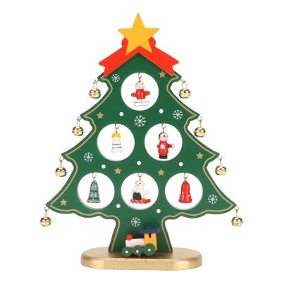 FLEXMAN Christmas Decoration, 8.7 X 6.7 X 2.2in Multipurpose Wooden Christmas Trees Tabletop Decoration, Tabletop Christmas Tree, Mini Christmas Tree (Green)