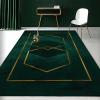 2X3 Rug Small Emerald Green Art Soft Washable Carpet, Golden Geometric Lines Upholstery Rug with Non-Slip Backing for Kids Boys Girls Bedroom Living Room Dining Room Study view 1