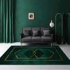 2X3 Rug Small Emerald Green Art Soft Washable Carpet, Golden Geometric Lines Upholstery Rug with Non-Slip Backing for Kids Boys Girls Bedroom Living Room Dining Room Study view 3