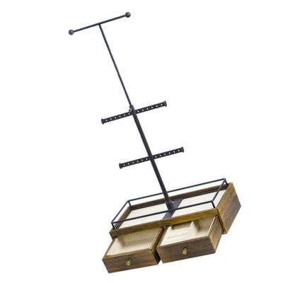 DEARMAMY Multi-purpose Jewelry Rack Wood Base Vintage Display Stand for Necklaces Earrings and Bracelets for Women Birthdays Mother Day