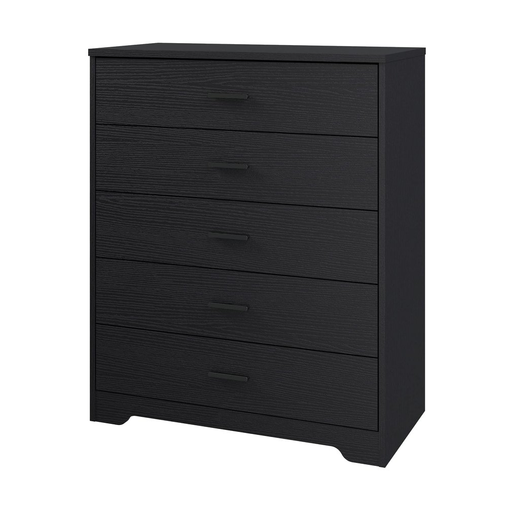 Panana Wooden 5/6 Drawer Dresser, Wide Modern Chest of Drawers, Organizer with Storage Drawers for Living Room Bedroom Hallway Closet (Black, 5 Drawers)