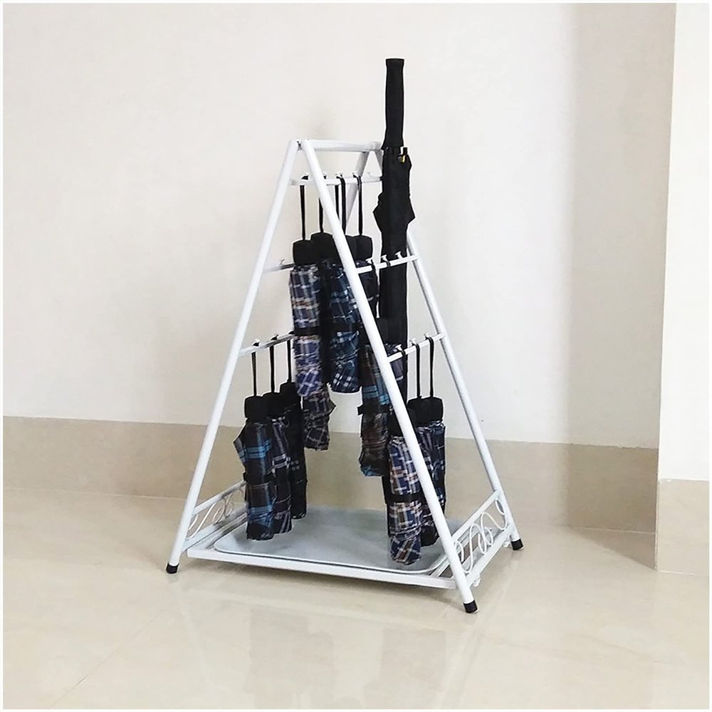 Umbrella Stands Foldable Umbrella Stand Large Capacity Commercial Umbrella Storage Rack Metal Umbrella Holder Hold 48 UmbrellasWhite