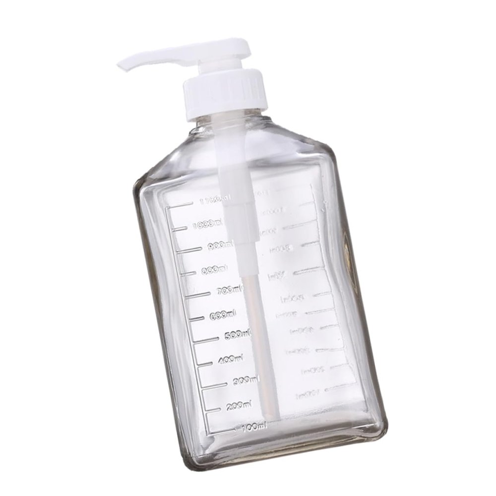 BIUDECO 1pc Hand Press Glass Storage Bottle Multi-purpose Container for Syrup Tea Transparent Design for Easy Viewing Kitchen Helper for Home Use
