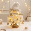 Mokylor 17.7 in Artificial Small Desktop Xmas Tree with Hanging Ornaments, Faux Flocked Christmas Tree with Xmas Balls for DIY Christmas Decoration (White) view 1