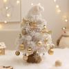 Mokylor 17.7 in Artificial Small Desktop Xmas Tree with Hanging Ornaments, Faux Flocked Christmas Tree with Xmas Balls for DIY Christmas Decoration (White) view 2