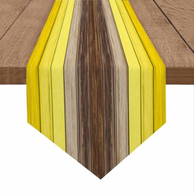 DecorLovee Farmhouse Yellow Brown Table Runner for Kitchen Dining Room Buffet, Vintage Country Wooden Non-Slip Dresser Scarves Tablecloth for Cafe Indoor Outdoor Home Parties 13120 Inches Long