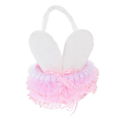 Easter Basket Flower Girl Tote Portable Bunny Ear Pink for Boy Girl