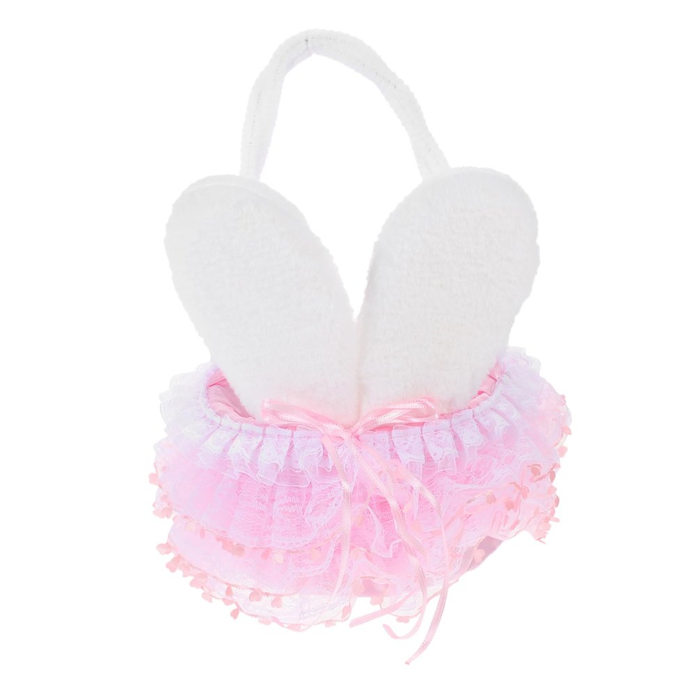 Easter Basket Flower Girl Tote Portable Bunny Ear Pink for Boy Girl