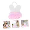 Easter Basket Flower Girl Tote Portable Bunny Ear Pink for Boy Girl view 2