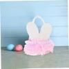Easter Basket Flower Girl Tote Portable Bunny Ear Pink for Boy Girl view 3
