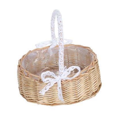 WHAMVOX Hand-woven Decorative Flower Basket Portable Small Rattan Basket for Weddings Proposals and Home Decor Elegant Storage for Floral Arrangements and
