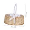 WHAMVOX Hand-woven Decorative Flower Basket Portable Small Rattan Basket for Weddings Proposals and Home Decor Elegant Storage for Floral Arrangements and view 2