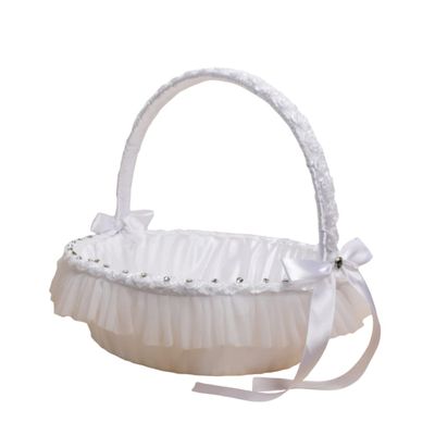 MOBUTOFU Lace Flower Basket for Wedding Favor Banquet Decor Hand-held Big Basket