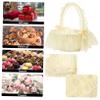 TINEASUR Floral Basket for Wedding Handle Basket with Lace for Petal Storage Versatile view 2
