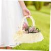 TINEASUR Floral Basket for Wedding Handle Basket with Lace for Petal Storage Versatile view 3