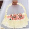 TINEASUR Floral Basket for Wedding Handle Basket with Lace for Petal Storage Versatile view 4