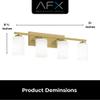AFX LEOV3109MBLB Leo 31 inch Vanity Light | Requires 4 E26 A19 Bulbs | 60 Watts | Damp Rated Bathroom Wall Light | Modern Mirror Light | Light Antique Brass Finish | Residential and Commercial view 3