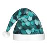 QASNLU Mermaid fish scale print print Santa Hat Plush Light Up Funny Christmas Hat For skullcap Party Supplies Headwear view 3