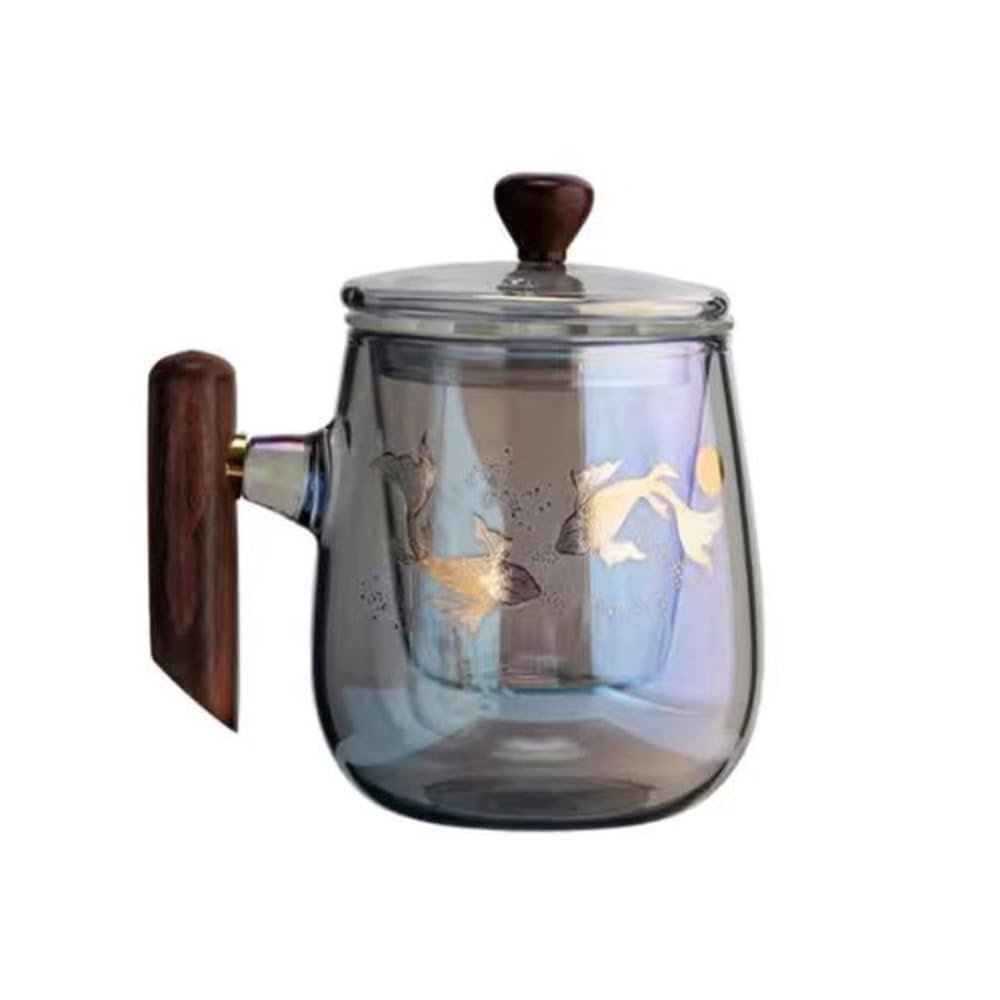 CFFQDQUANB Tea cup Chinese tea cups Glass tea cups 400ml Glass Cup Tea Water Separation Tea Making Cup Household Flower Tea Cup with Lid