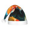 QASNLU HD Japanese Koi Fish print Santa Hat Plush Light Up Funny Christmas Hat For skullcap Party Supplies Headwear view 3