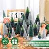 30pcs Mini Christmas Tree Desktop, Artificial Christmas Pine Tree, Mini Bottle Brush Trees Tabletop, Small Sisal Trees with Wooden Bases, Xmas Holiday Decor (Dark Green+Silver) view 3