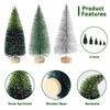 30pcs Mini Christmas Tree Desktop, Artificial Christmas Pine Tree, Mini Bottle Brush Trees Tabletop, Small Sisal Trees with Wooden Bases, Xmas Holiday Decor (Dark Green+Silver) view 4
