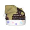 QASNLU Eiffel Tower Paris print Santa Hat Plush Light Up Funny Christmas Hat For skullcap Party Supplies Headwear view 2