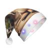 QASNLU Funny Cartoon Kangaroo Zoo (2) print Santa Hat Plush Light Up Funny Christmas Hat For skullcap Party Supplies Headwear view 1