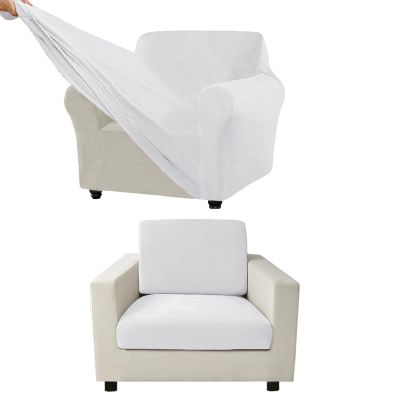 ZYXFYY Couch Cover Velvet, Stretch Sofa Covers for Separate Main Cover/Backrests and Seat Cushions Couch Cover, for Living Room Furniture Slipcovers (White,Small Seat 3 Piece)
