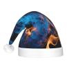 QASNLU Blue Flame print Santa Hat Plush Light Up Funny Christmas Hat For skullcap Party Supplies Headwear view 3