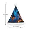 QASNLU Blue Flame print Santa Hat Plush Light Up Funny Christmas Hat For skullcap Party Supplies Headwear view 4
