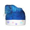 QASNLU Blue Butterfly print Santa Hat Plush Light Up Funny Christmas Hat For skullcap Party Supplies Headwear view 2