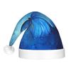 QASNLU Blue Butterfly print Santa Hat Plush Light Up Funny Christmas Hat For skullcap Party Supplies Headwear view 3