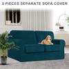 ZYXFYY Couch Cover Velvet, Stretch Sofa Covers for Separate Main Cover/Backrests and Seat Cushions Couch Cover, for Living Room Furniture Slipcovers (Peacock Blue,Large Main 5 Piece) view 2