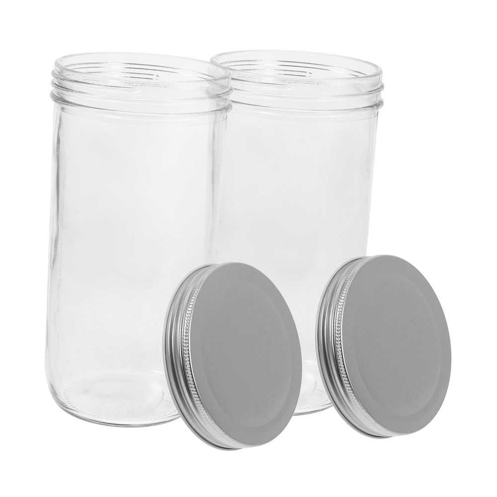 BRIGHTFUFU 2pcs Airtight Clear Glass Storage Canister with Lid Versatile Kitchen Container for Honey Spices and Grains Lightweight Decorative Design