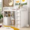 Ball & Cast Twin Size Loft Bed with Storage 3 Drawers and Wardrobe,Wood Bedframe w/Full-Length Guard Rail & Desk,Slat Support,Space Saving,Bedroom Furniture for Student Dorms,Studio,White view 1