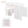Ball & Cast Twin Size Loft Bed with Storage 3 Drawers and Wardrobe,Wood Bedframe w/Full-Length Guard Rail & Desk,Slat Support,Space Saving,Bedroom Furniture for Student Dorms,Studio,White view 2