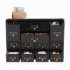 Fetcoi Apothecary Cabinet with 12 Drawers, Library Card Catalog Cabinet with Metal Handles, Home Office Wooden Storage Box Curio Cabinet Tea Organizer for Desktop Organizer, Black view 2